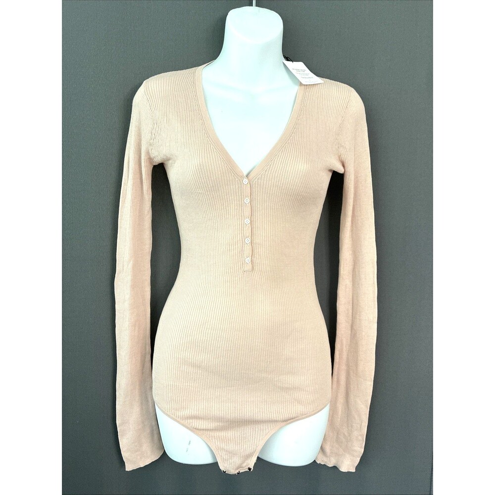 Ulla Johnson Bessie Cashmere Top Bodysuit S/M Blush Pink Long Sleeve Minimalist